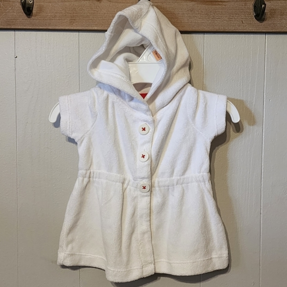 Carter's Coverup Hooded Swim Beach‎ Bathrobe White 3 Months A351